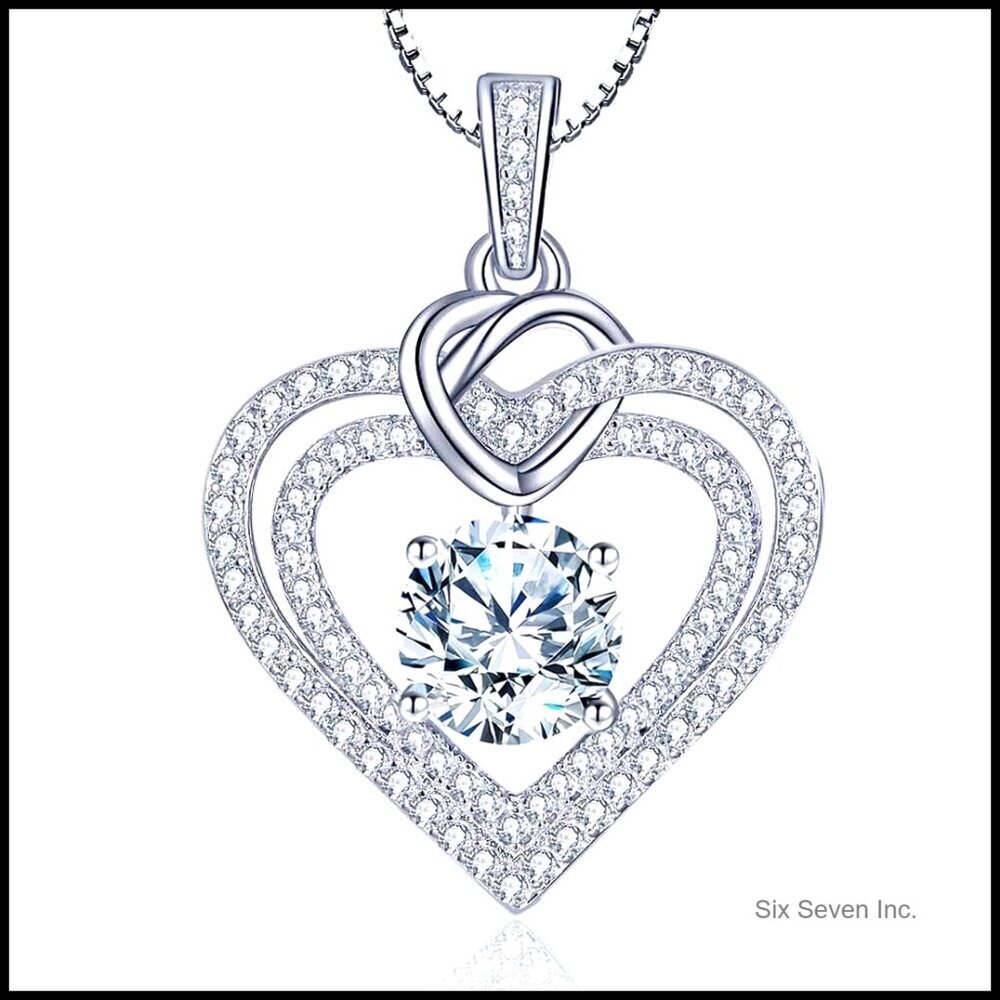 Moissanite Heart Pendant Necklace Elegant Anniversary Gift for Women
